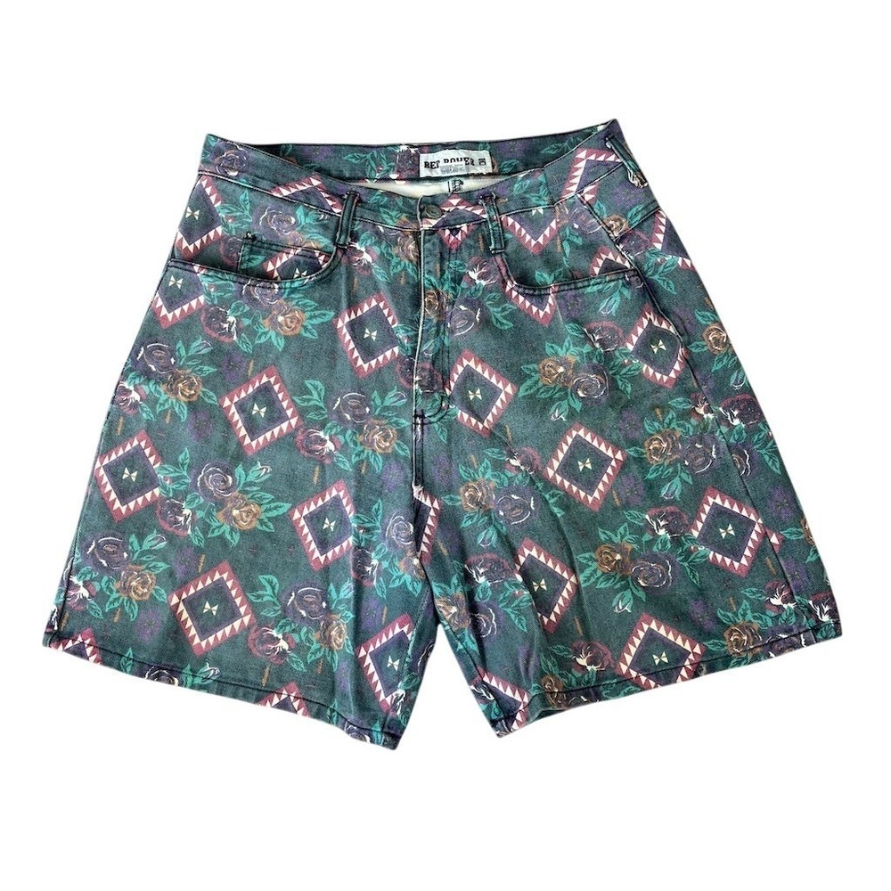 Red‎ Rover Vintage Denim Shorts Womens Size L Multicolor High Waist Floral